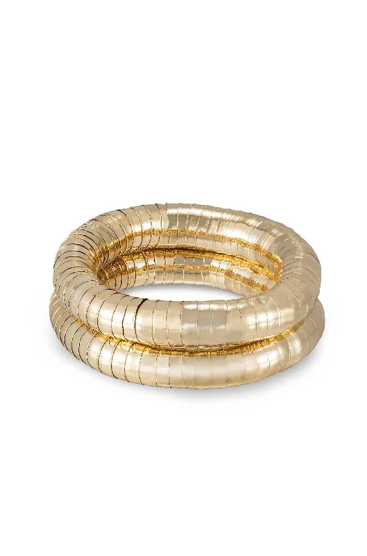 Ladies bracelets Christmas styles-Liquid Gold Stretch Bracelet Set