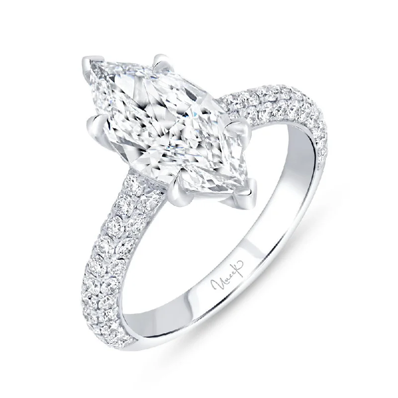 Ladies engagement rings care tips-Uneek Signature Collection 3-Sided Marquise Diamond Engagement Ring