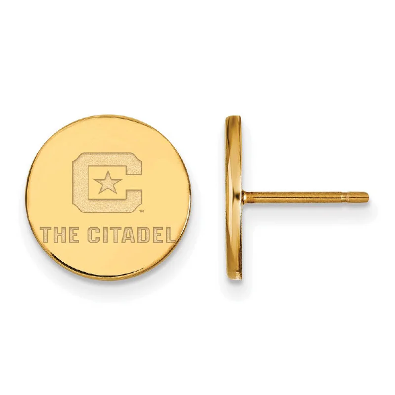 Ladies earrings personalized-10K Yellow Gold The Citadel Small Post Earrings