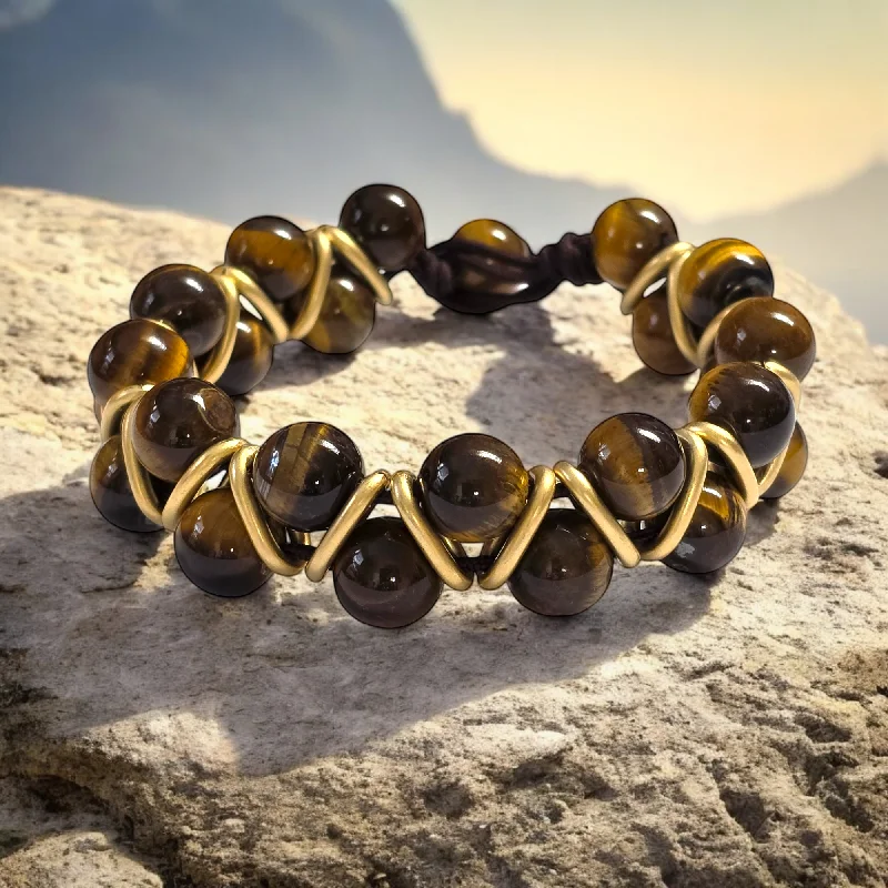 Ladies bracelets proposal gifts-The Blake Helix Tigers Eye Bracelet