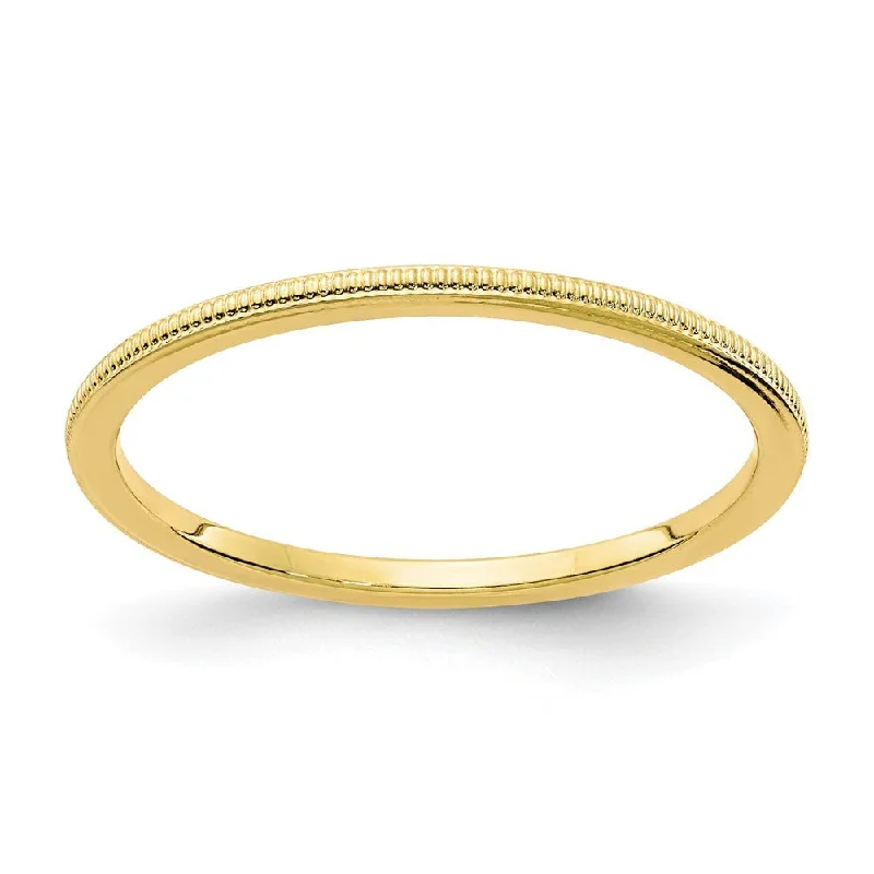 Ladies ring modern styles-1.2mm 10k Yellow Gold Milgrain Stackable Band