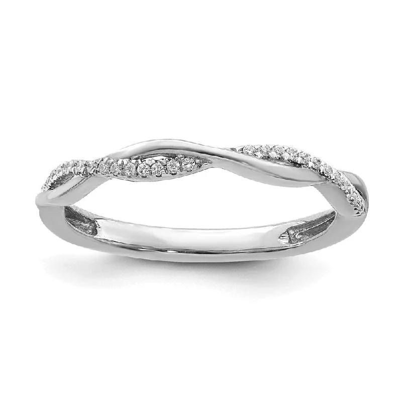 Ladies ring star motifs-2mm 14k White Gold 1/15 Ctw Diamond Stackable Twist Band