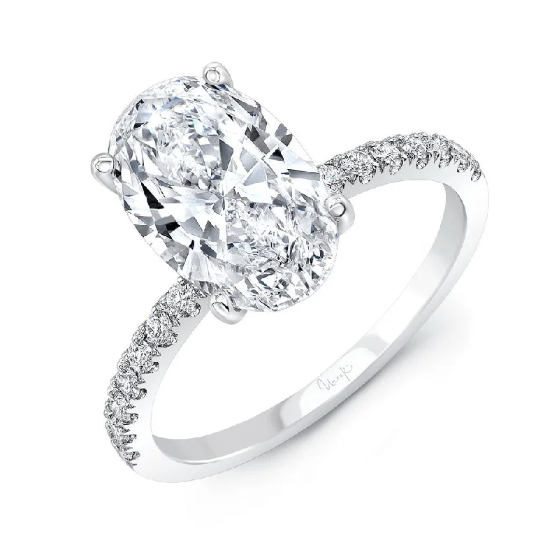 Ladies engagement rings retail shops-Uneek Best of the Best Collection Straight Oval Shaped Engagement Ring