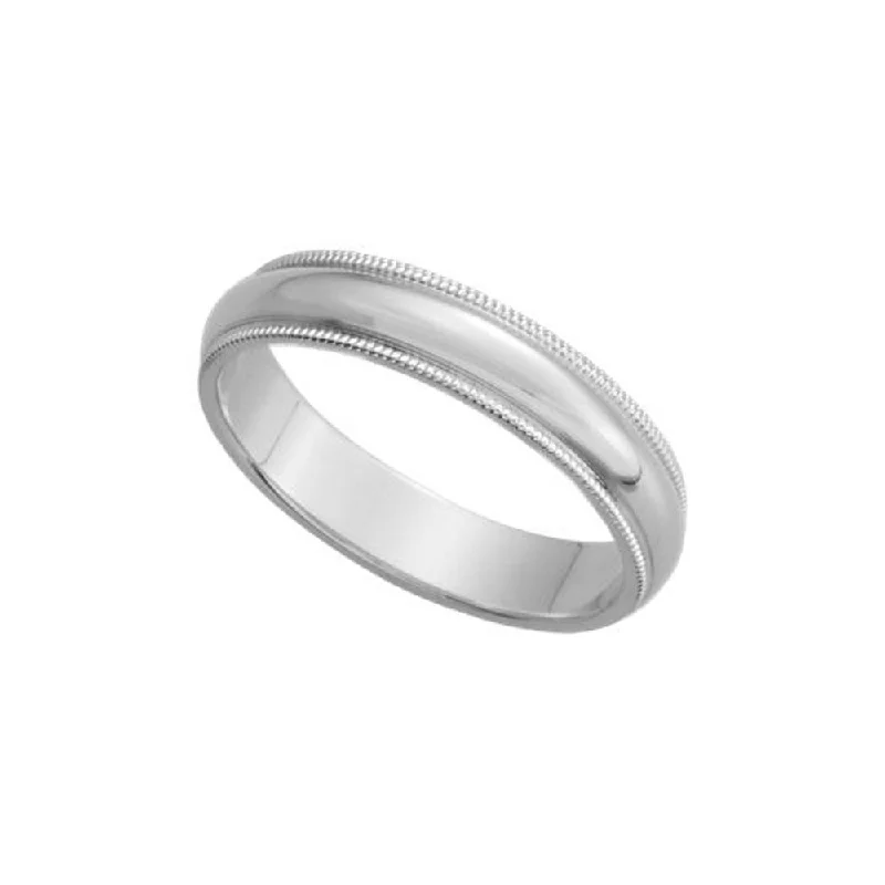 Ladies ring handmade pieces-4mm Continuum Sterling Silver Milgrain Edge Domed Standard Fit Band