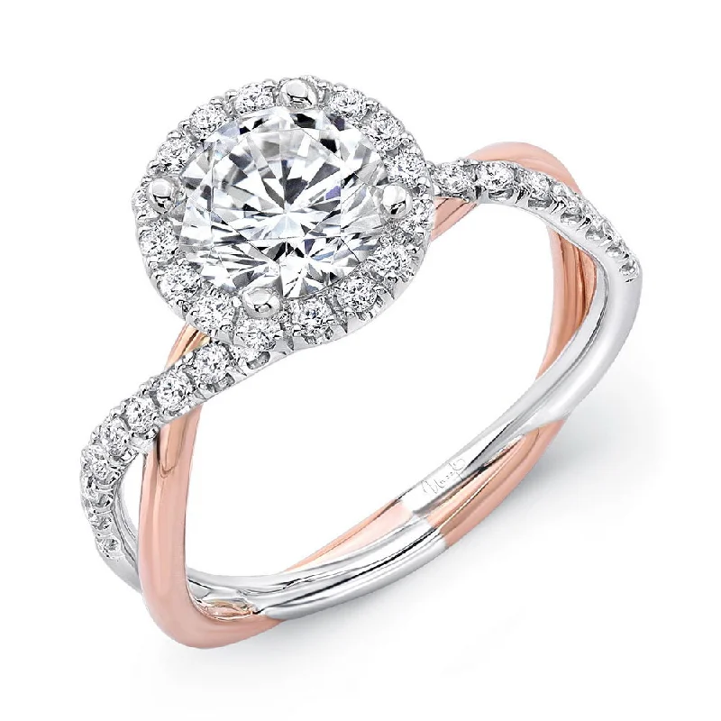 Ladies engagement rings colored stones-Uneek Infinity Collection Halo Round Engagement Ring