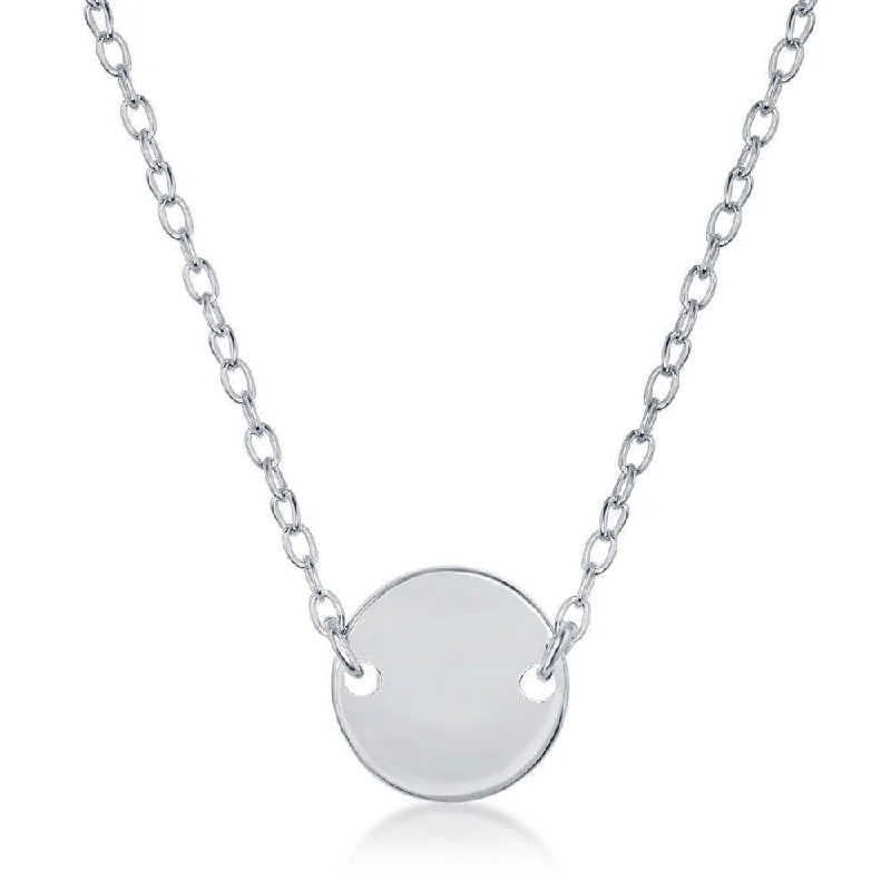 Ladies necklaces investment value-Sterling Silver High Polish Flat Disc Necklace