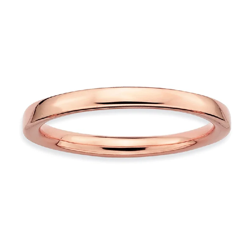 Ladies ring latest trends-2.25mm Stackable 14K Rose Gold Plated Silver Semi Rounded Band