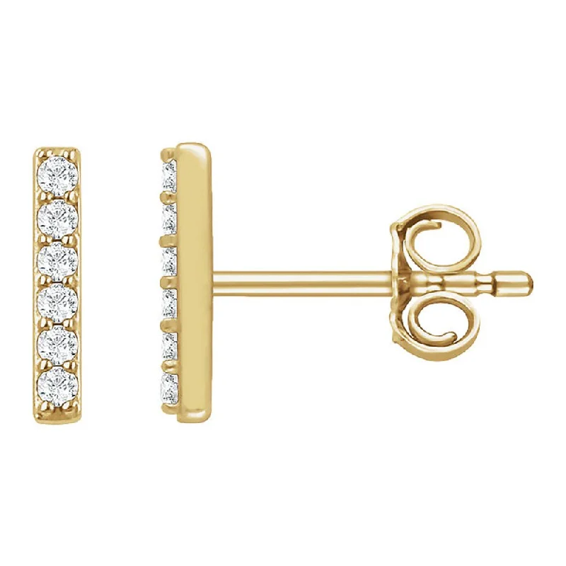 Ladies earrings global brands-1.5 x 8.6mm 14k Yellow Gold 1/10 CTW (H-I, I1) Diamond Bar Earrings