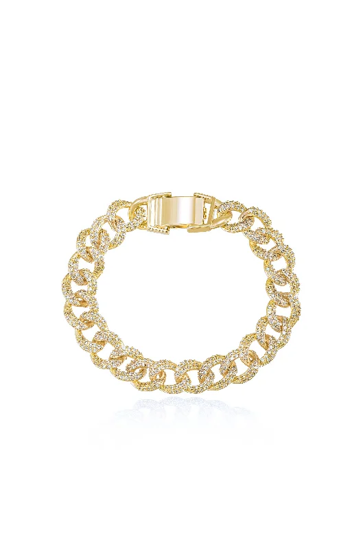 Ladies bracelets online shopping-Embellished Pave Chain Bracelet