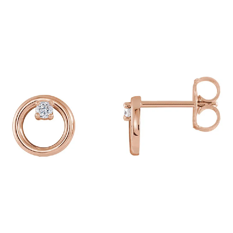 Ladies earrings bohemian charm-7.25mm 14k Rose Gold .06 CTW (G-H, I1) Diamond Circle Post Earrings