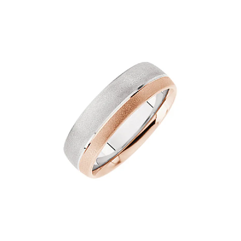 Ladies ring animal themes-7mm Two-Tone Brushed Comfort Fit Band in 14k White and Rose Gold