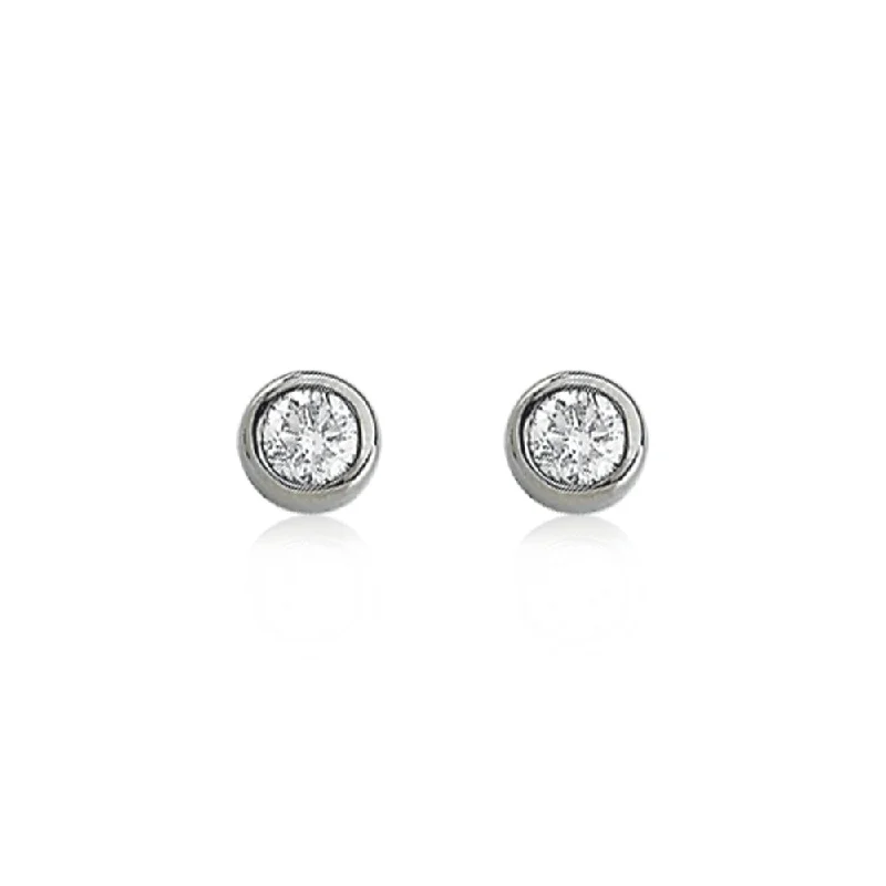 Ladies earrings punk flair-14k White Gold 4mm 1/2 Cttw Diamond Solitaire Stud Earrings