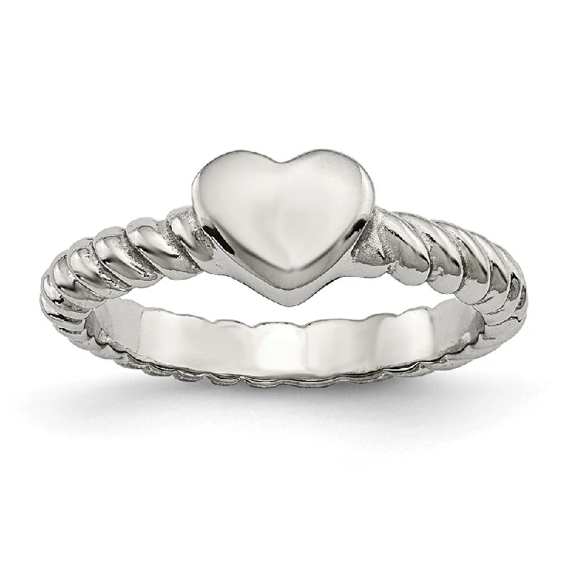 Ladies ring light luxury-6mm Stainless Steel Polished Twisted Heart Ring