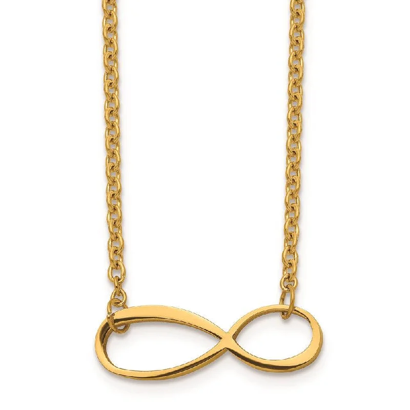 Ladies necklaces titanium options-Stainless Steel Infinity Yellow IP-plated Polished Necklace