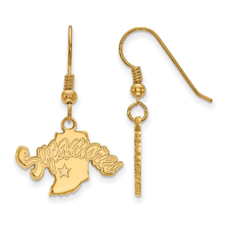 Ladies earrings cute looks-14k Gold Plated Silver Indiana State University Dangle Earrings