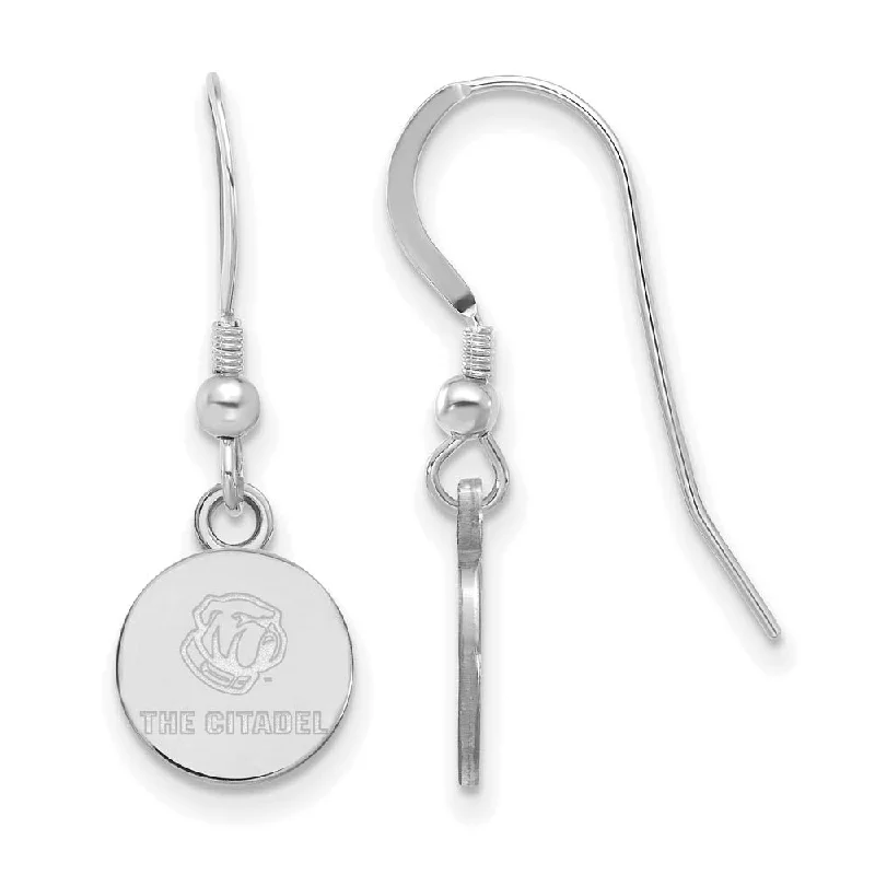 Ladies earrings memory keepsakes-Sterling Silver Rhodium Plated The Citadel XS (Tiny) Dangle Earrings