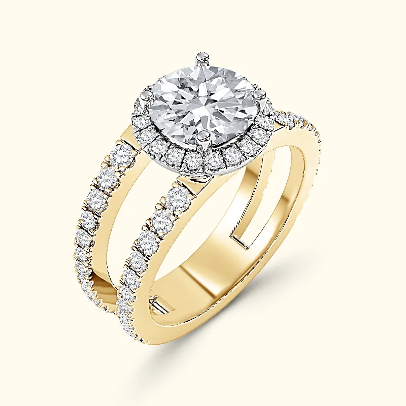 Ladies engagement rings social media trends-Goldie ' Diamond Engagement Ring - Halo Elegance