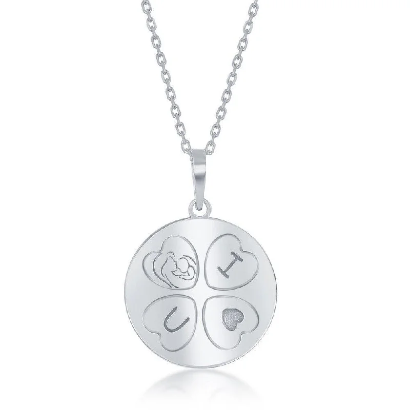 Ladies necklaces sale events-Sterling Silver I <3 U Mother and Daughter Double Disc Necklace