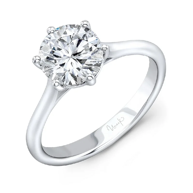 Ladies engagement rings punk flair-Uneek Timeless Collection Solitaire Round Engagement Ring