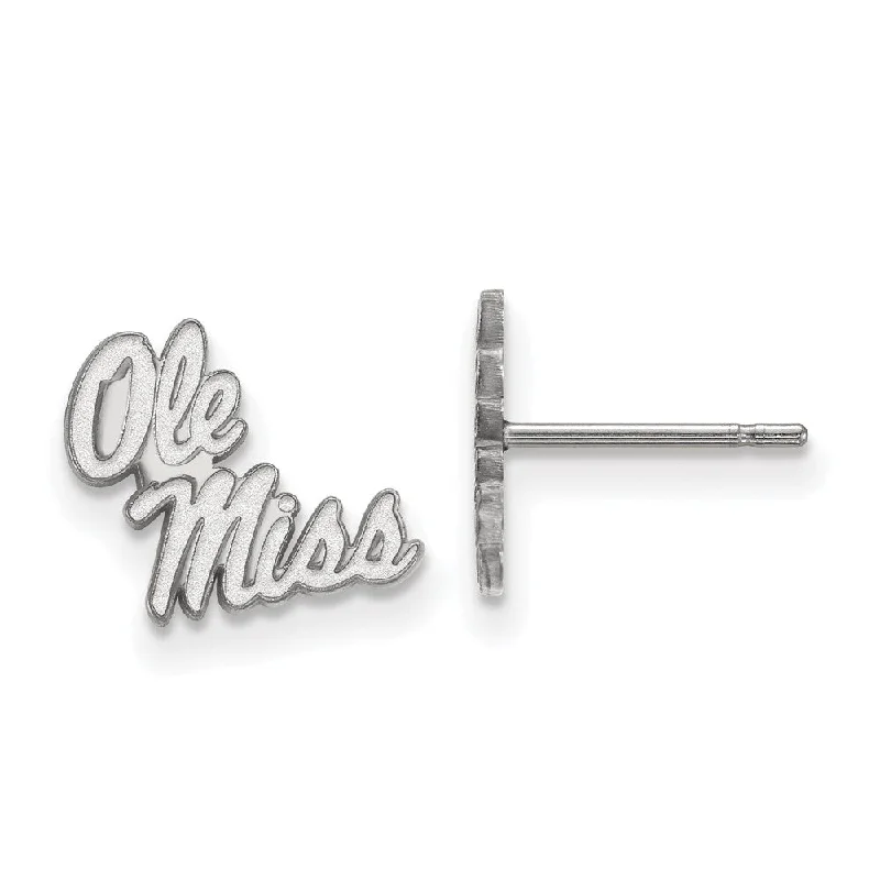 Ladies earrings wedding accessories-10k White Gold University of Mississippi XS (Tiny) Post Earrings