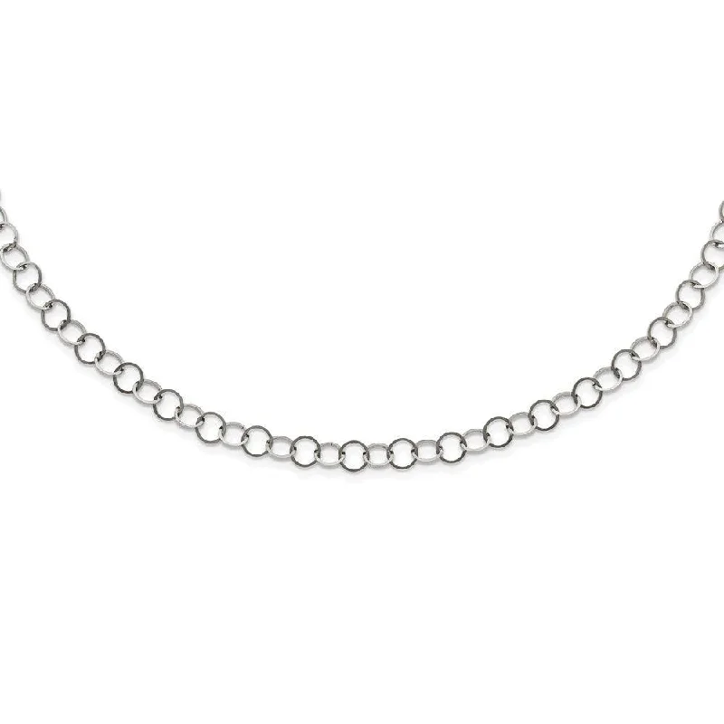 Ladies necklaces handmade crafts-Stainless Steel Polished 6MM Circle Link Necklace