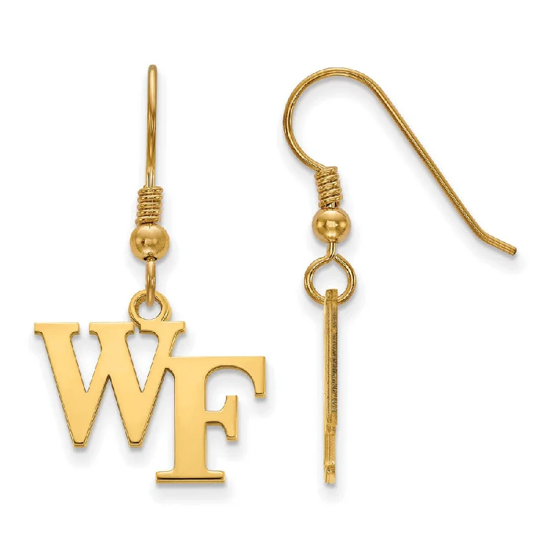 Ladies earrings Valentine’s Day-14k Gold Plated Silver Wake Forest University SM Dangle Earrings