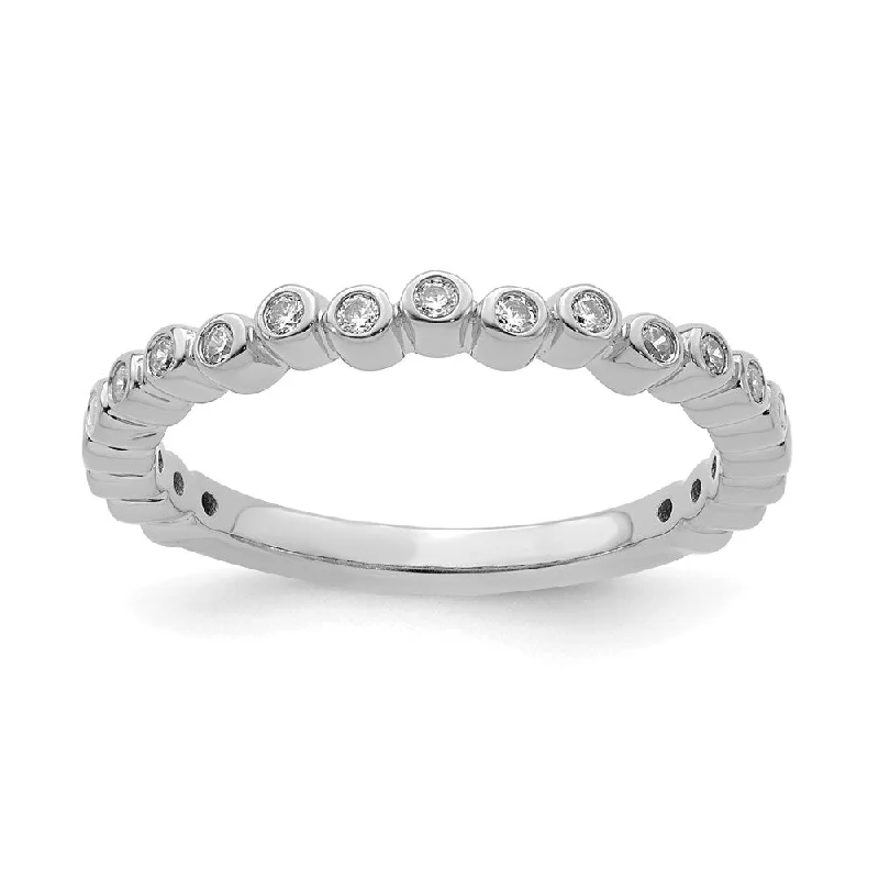 Ladies ring lightweight choices-2.5mm 14k White Gold 1/10 Ctw Diamond Stackable Band