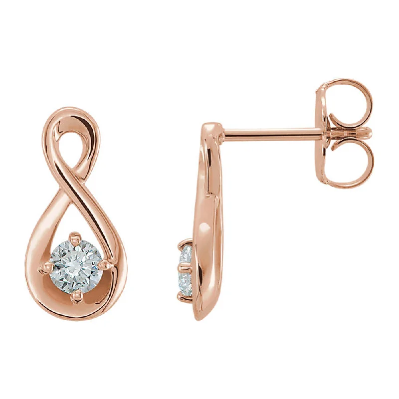 Ladies earrings custom options-5 x 12mm 14k Rose Gold 1/5 CTW Diamond Infinity Earrings (G-H, I1)