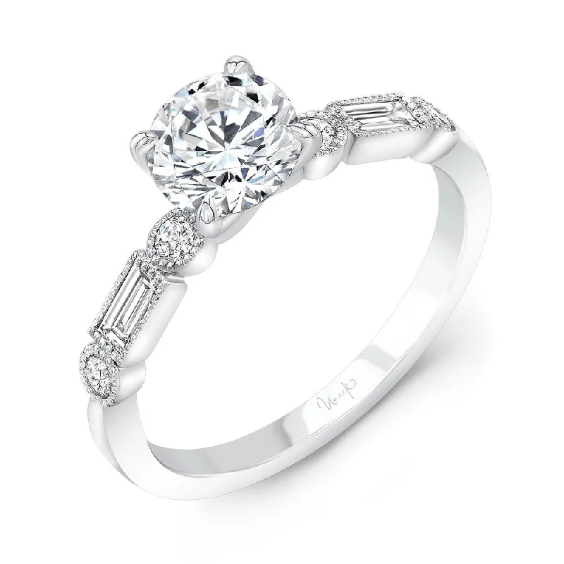 Ladies engagement rings diamond cuts-Uneek Timeless Collection Straight Round Engagement Ring