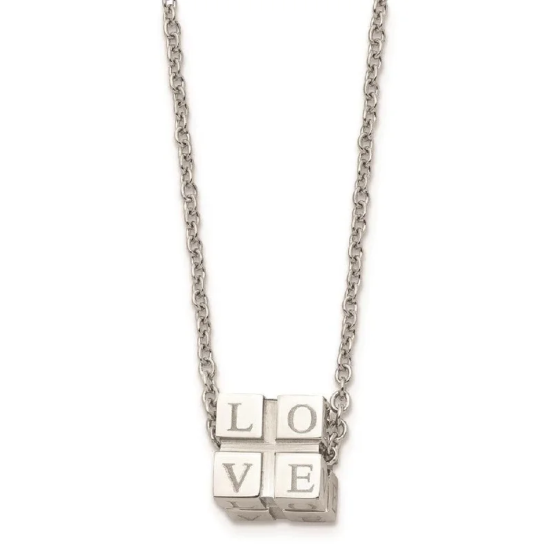 Ladies necklaces handmade crafts-Stainless Steel Polished Love Box Necklace