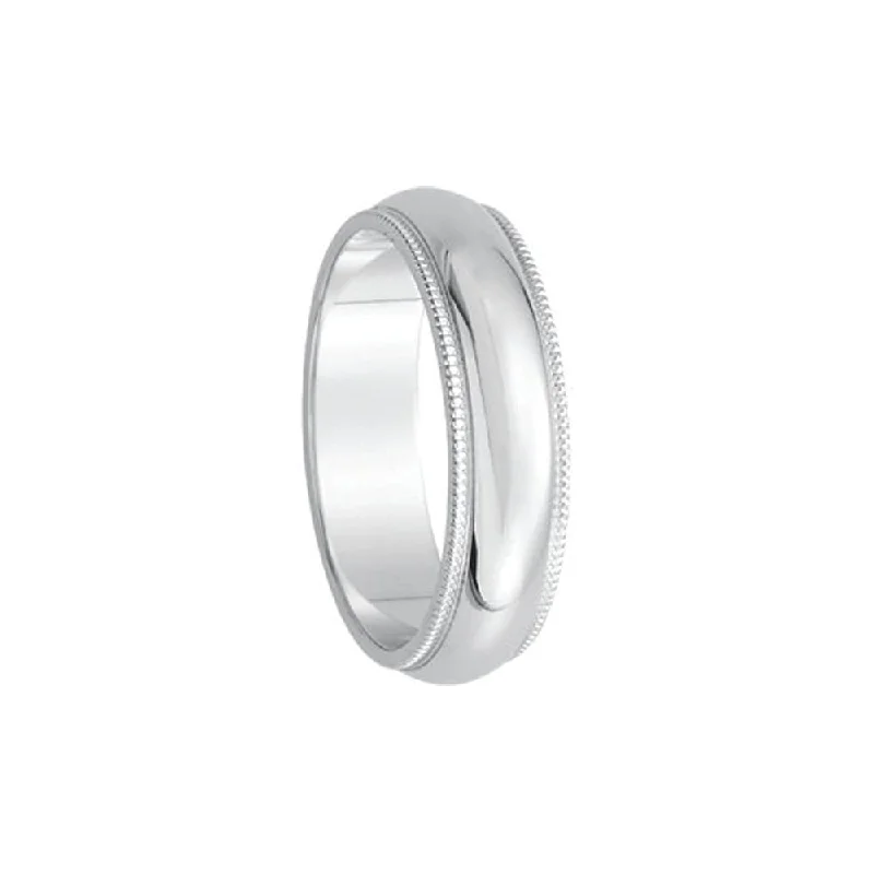 Ladies ring ruby stones-5mm Continuum Sterling Silver Milgrain Edge Domed Standard Fit Band