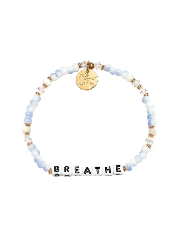 Ladies bracelets pearl details-LITTLE WORDS BRACELET - BREATHE