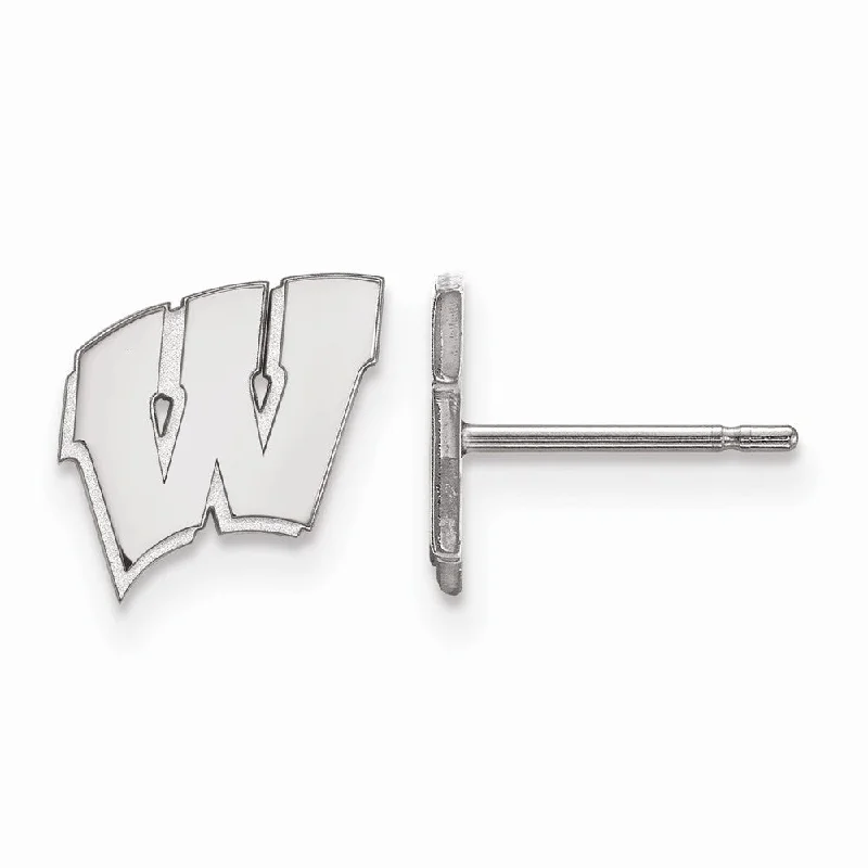 Ladies earrings classic styles-Sterling Silver University of Wisconsin XS (Tiny) 'W' Post Earrings