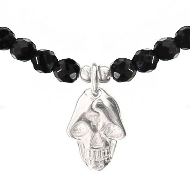 Ladies bracelets fashion picks-Skull (Mini) Charm Gemstone Bracelet