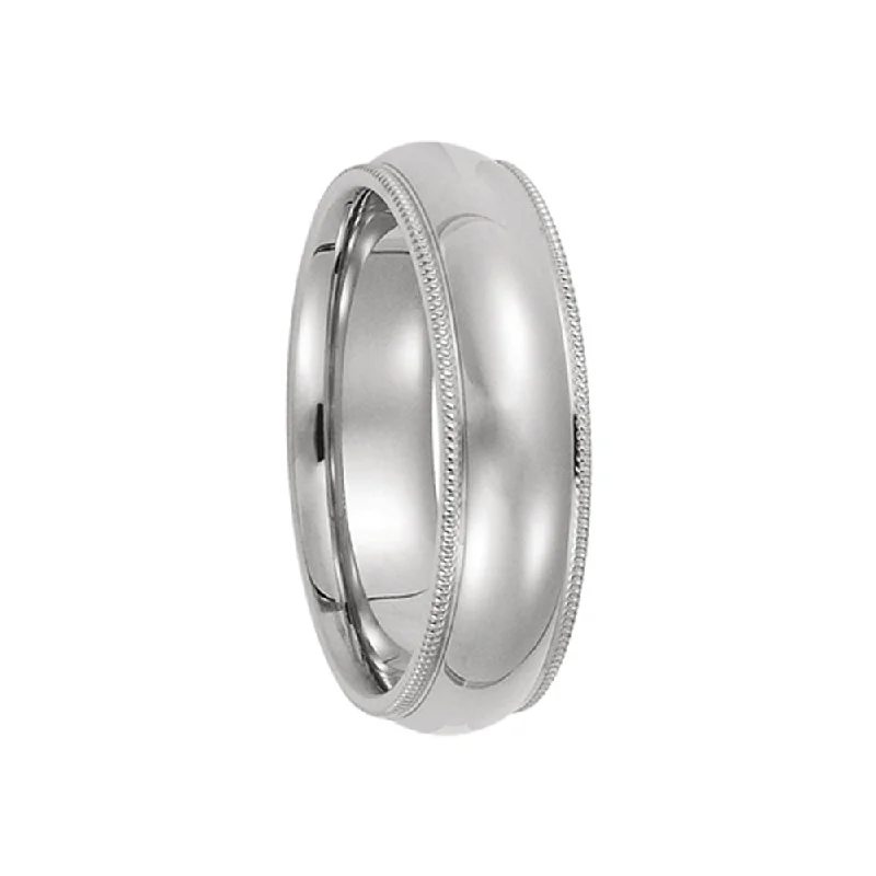 Ladies ring luxury brands-6mm Continuum Sterling Silver Milgrain Edge Comfort Fit Domed Band