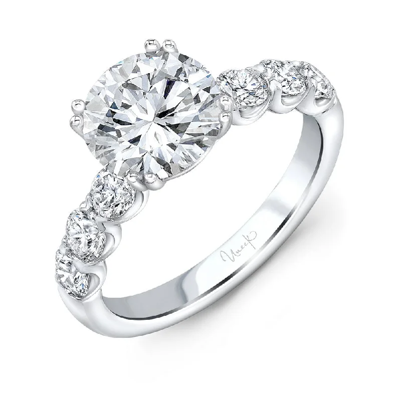 Ladies engagement rings matching sets-Uneek Timeless Collection Straight Round Engagement Ring