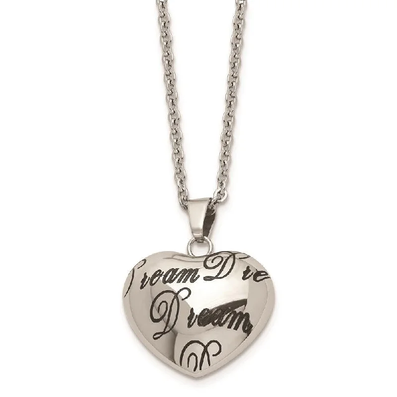 Ladies necklaces daily wear-Stainless Steel Polished Heart Dream Necklace