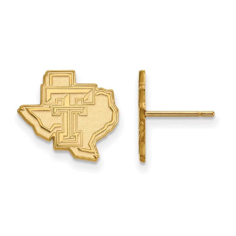 Ladies earrings friendship pairs-14k Gold Plated Silver Texas Tech University Small Post Earrings