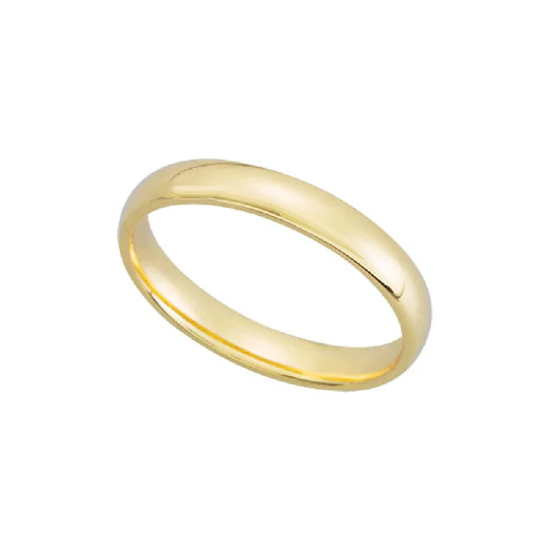 Ladies ring social media trends-3mm Light Domed Comfort Fit Wedding Band in 14k Yellow Gold