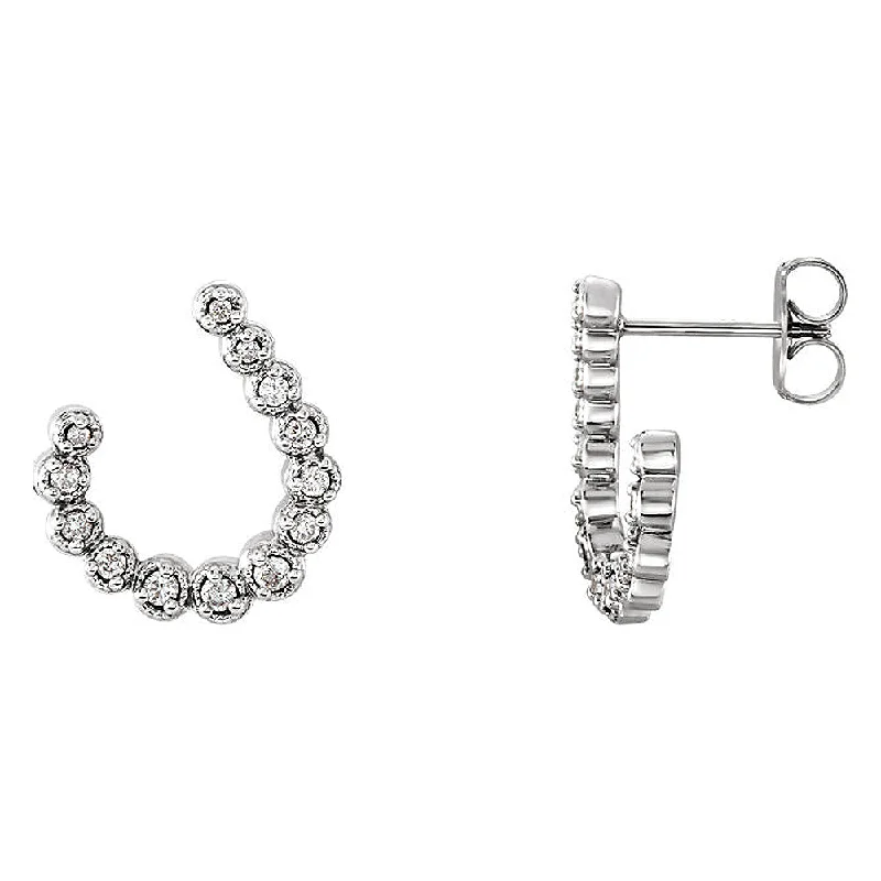 Ladies earrings care tips-2 x 13mm 14k White Gold 1/4 CTW (G-H, I1) Diamond J-Hoop Earrings