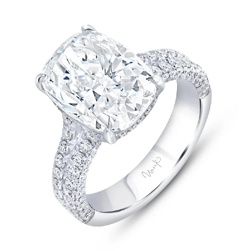 Ladies engagement rings buying advice-Uneek Signature Collection Split Cushion Cut Diamond Engagement Ring