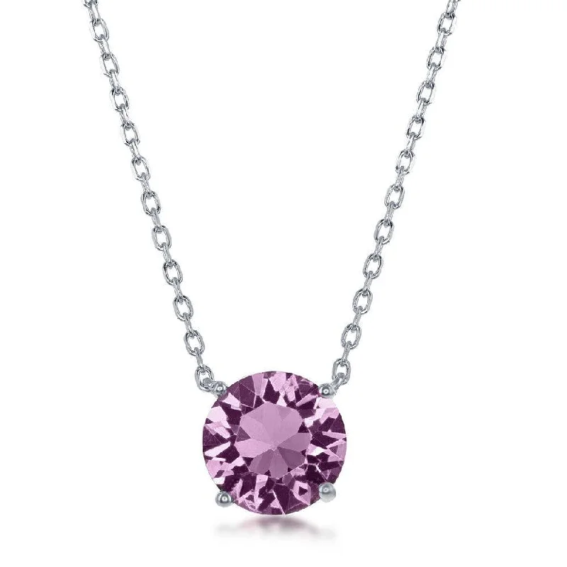 Ladies necklaces sapphire accents-Sterling Silver Light Amethyst "June" Swarovski Element Necklace