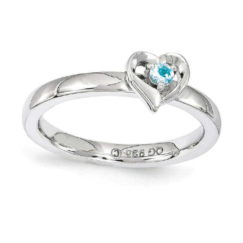 Ladies ring casual vibes-Sterling Silver Stackable Expressions Blue Topaz 6mm Heart Ring