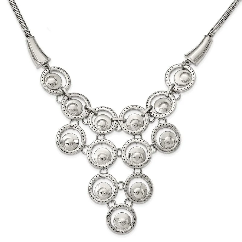 Ladies necklaces natural gems-Stainless Steel Multi-circle Polished with 2in ext. Necklace