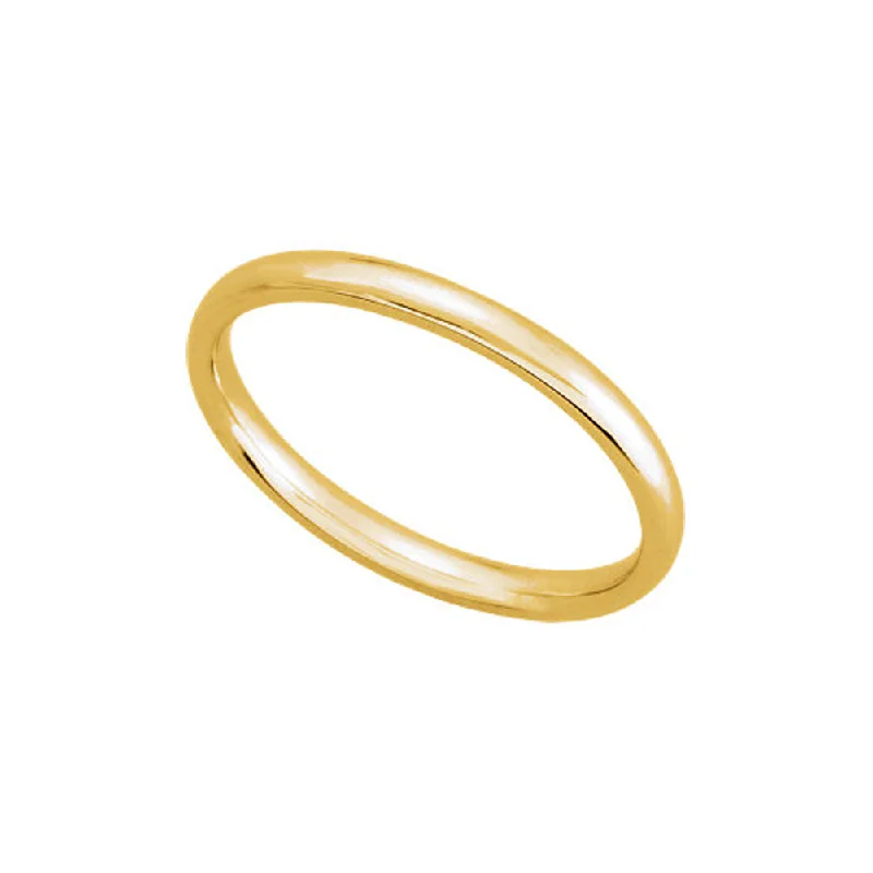 Ladies ring unique finds-2mm Light Domed Comfort Fit Wedding Band in 10k Yellow Gold