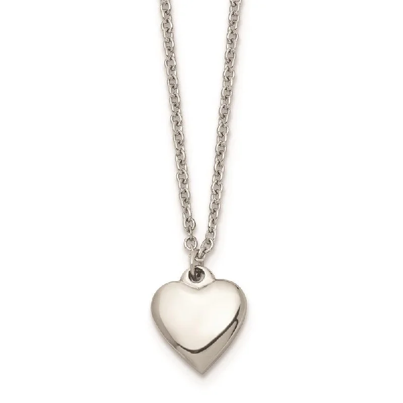 Ladies necklaces anniversary picks-Stainless Steel Polished Heart w/1.50in. ext. Necklace