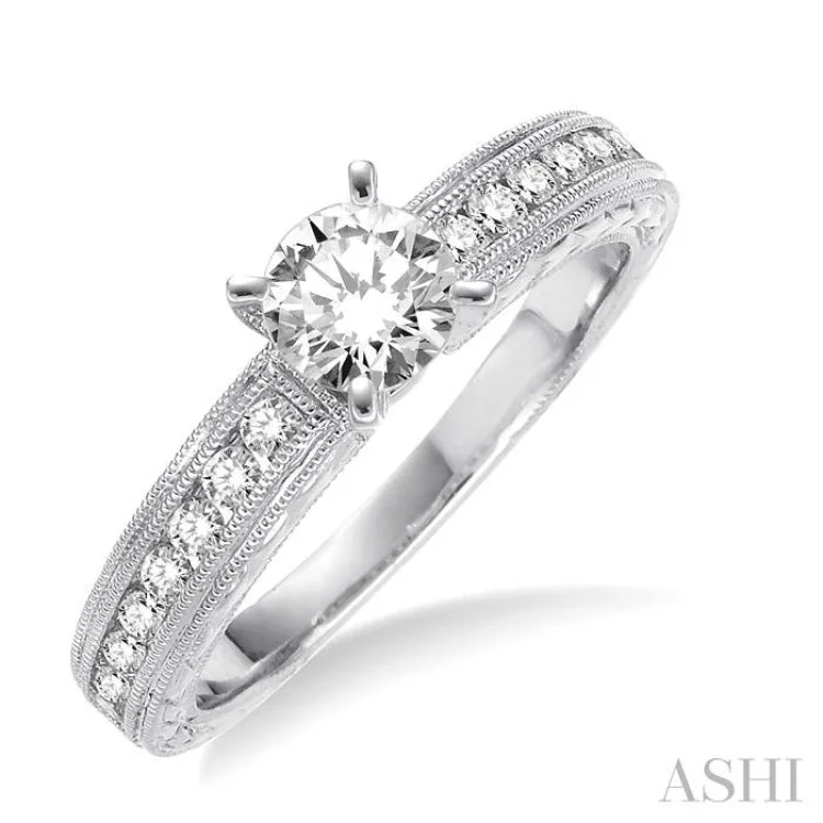 Ladies engagement rings investment value-3/8 Ctw Round Diamond Semi-Mount Engagement Ring in 14K White Gold