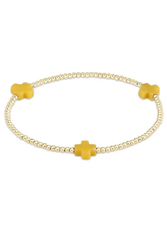 Ladies bracelets viral picks-SIGNATURE CROSS BRACELET - YELLOW