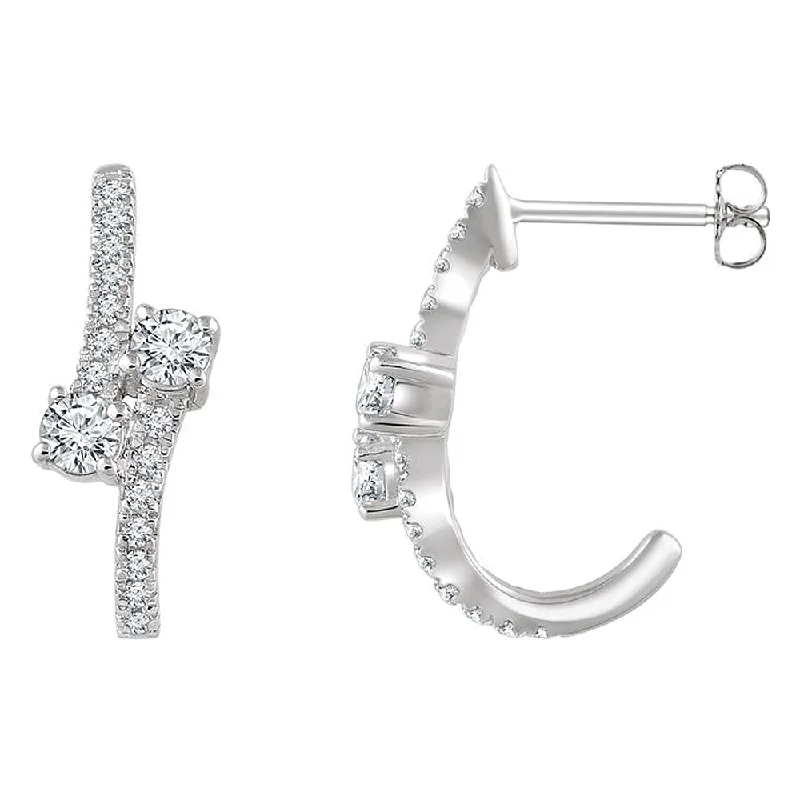 Ladies earrings latest trends-7 x 19mm 14k White Gold 5/8 CTW (H-I, I1) Diamond Two-Stone Earrings