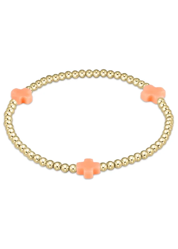 Ladies bracelets gold styles-eGIRL SIGNATURE CROSS BRACELET - CORAL